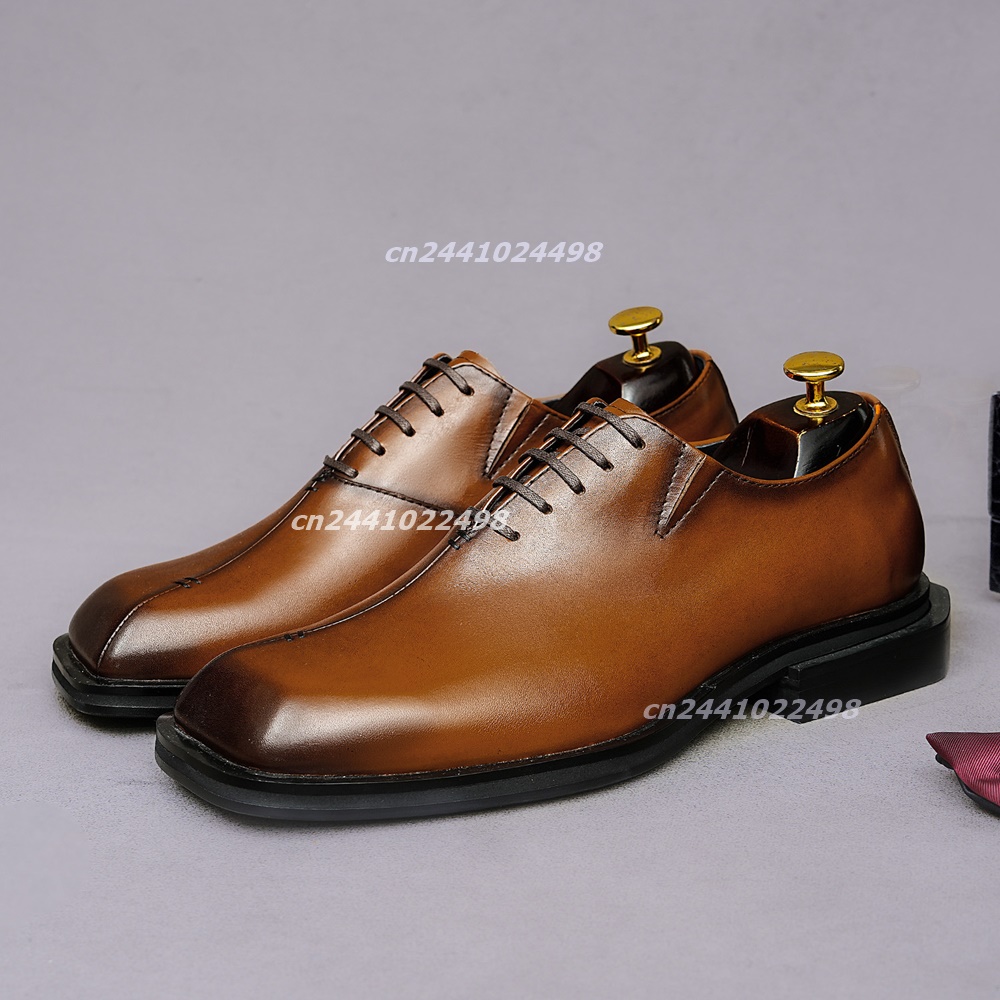 Leather Shoe Polish - Sepatu Oxford Kulit Cokelat dengan Ujung